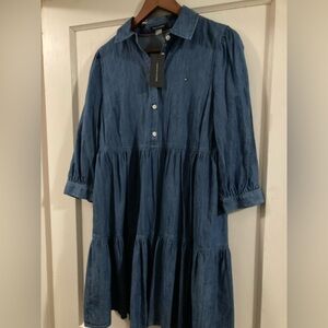 Tommy Hilfiger size 6 NWT denim Blue puff sleeve dress